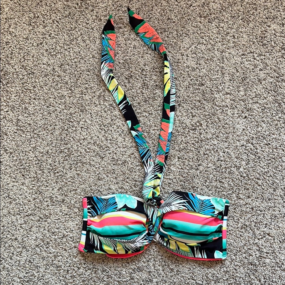 Tropical Multicolor Halter Bikini Top
